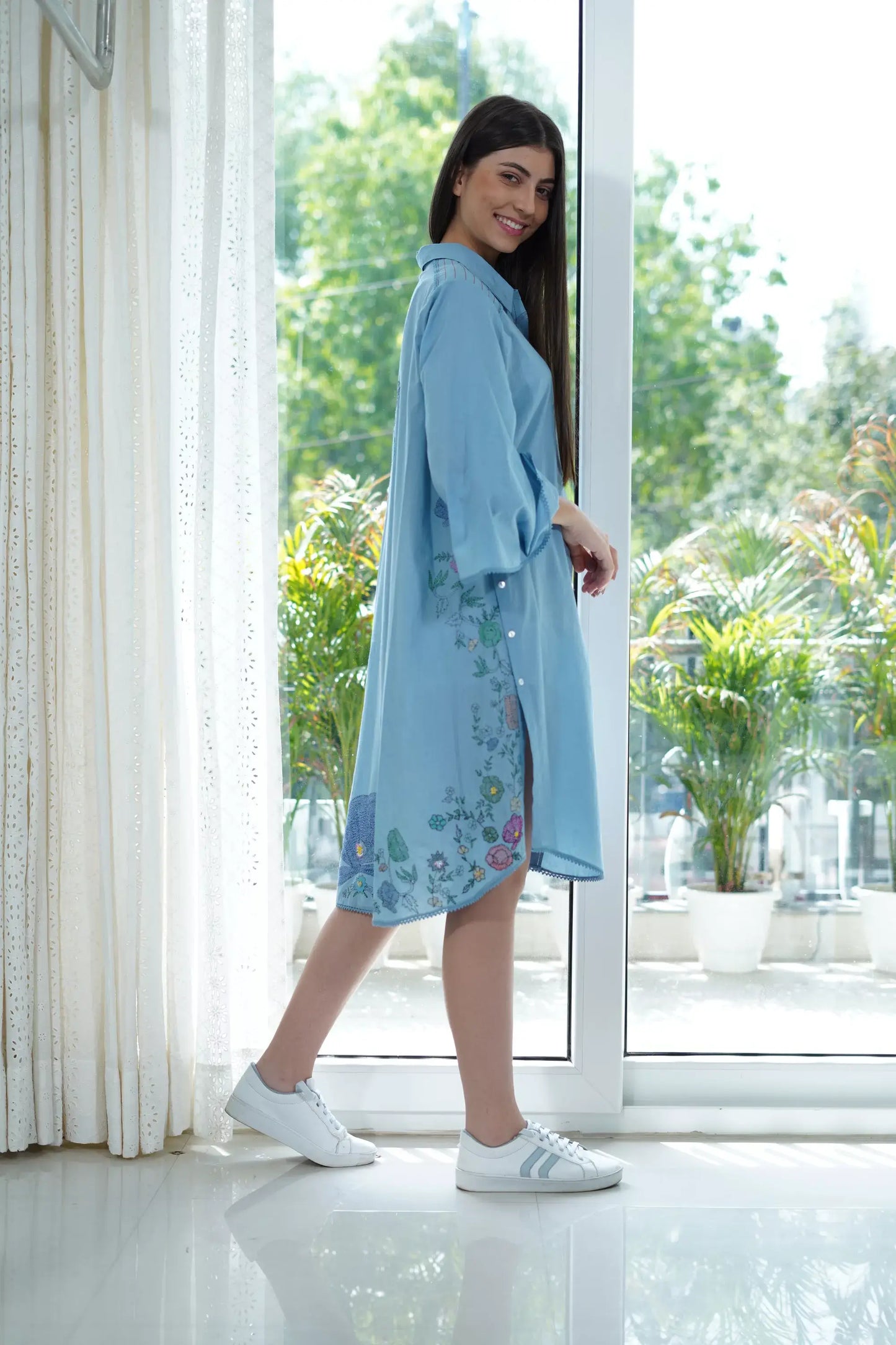 Tahiti Shirt Dress - Blue