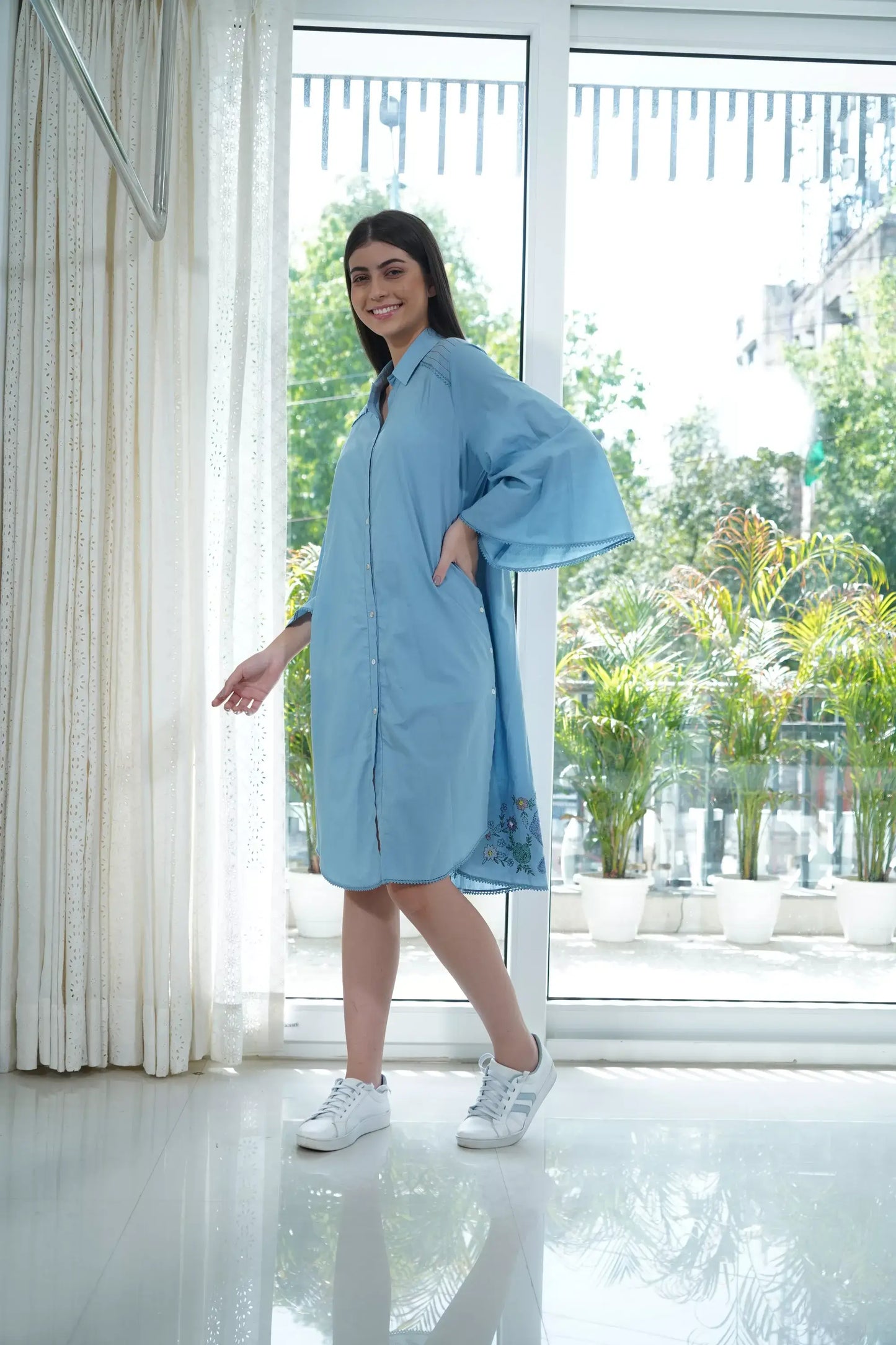 Tahiti Shirt Dress - Blue